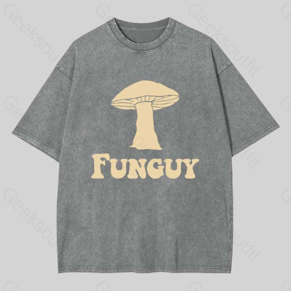 Fungi Fun Guy Funny Washed T-Shirt Grey / S
