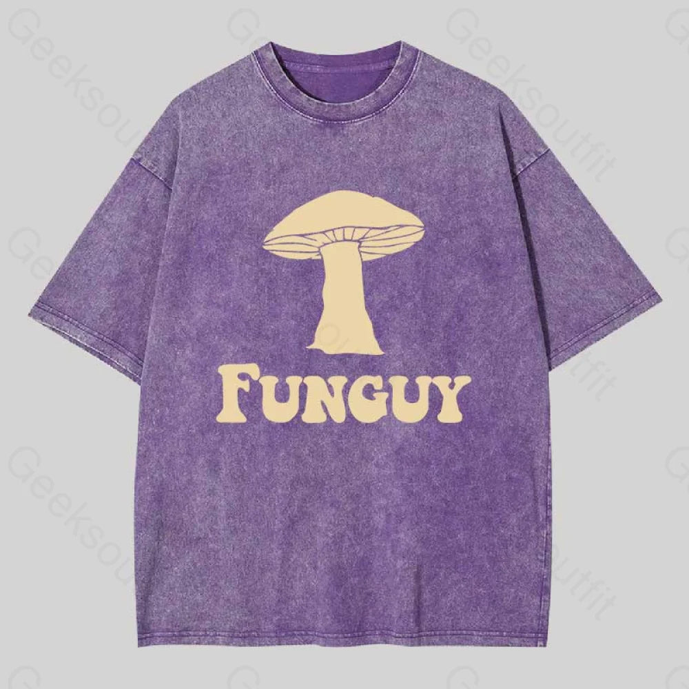 Fungi Fun Guy Funny Washed T-Shirt Purple / S