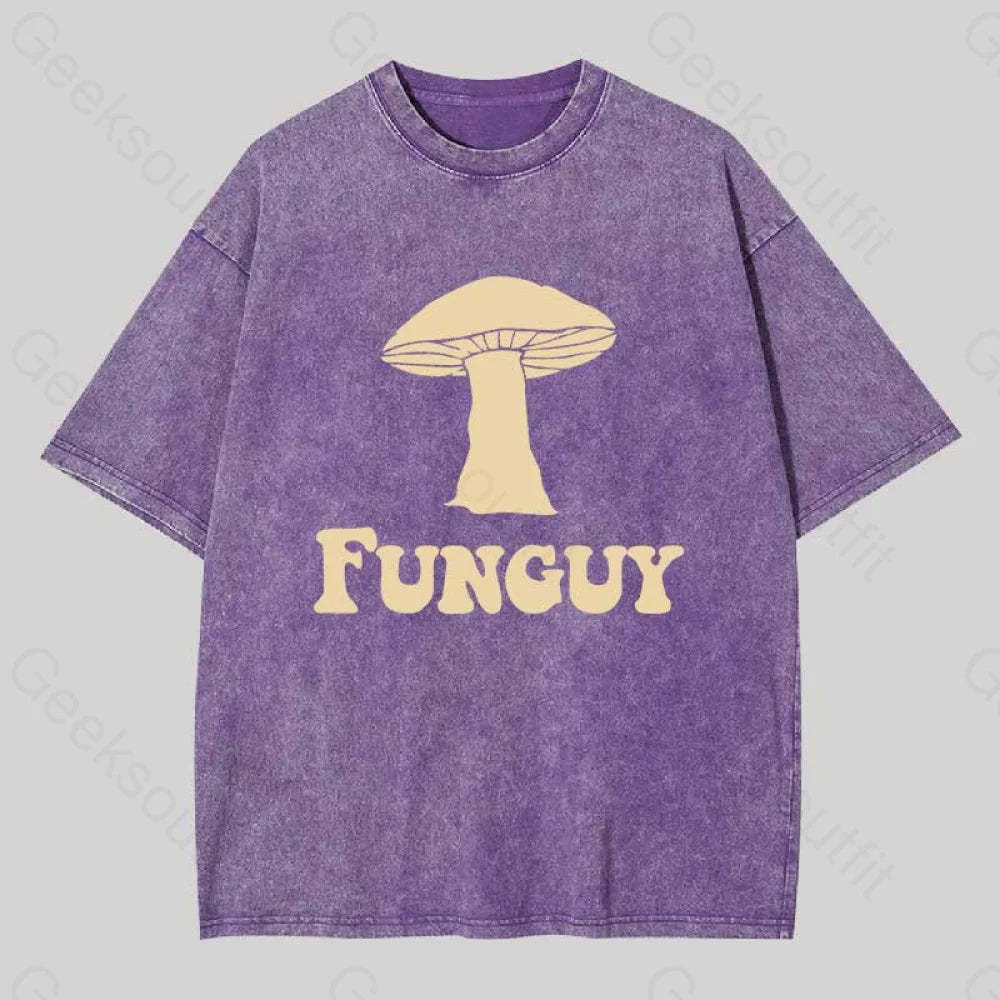 Fungi Fun Guy Funny Washed T-Shirt Purple / S