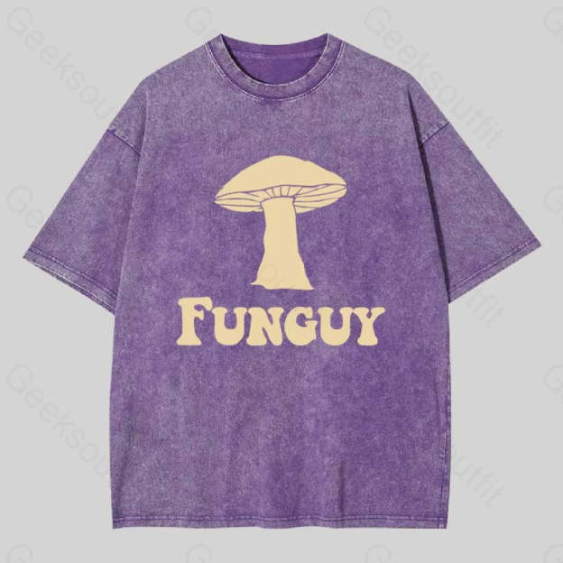 Fungi Fun Guy Funny Washed T-Shirt Purple / S