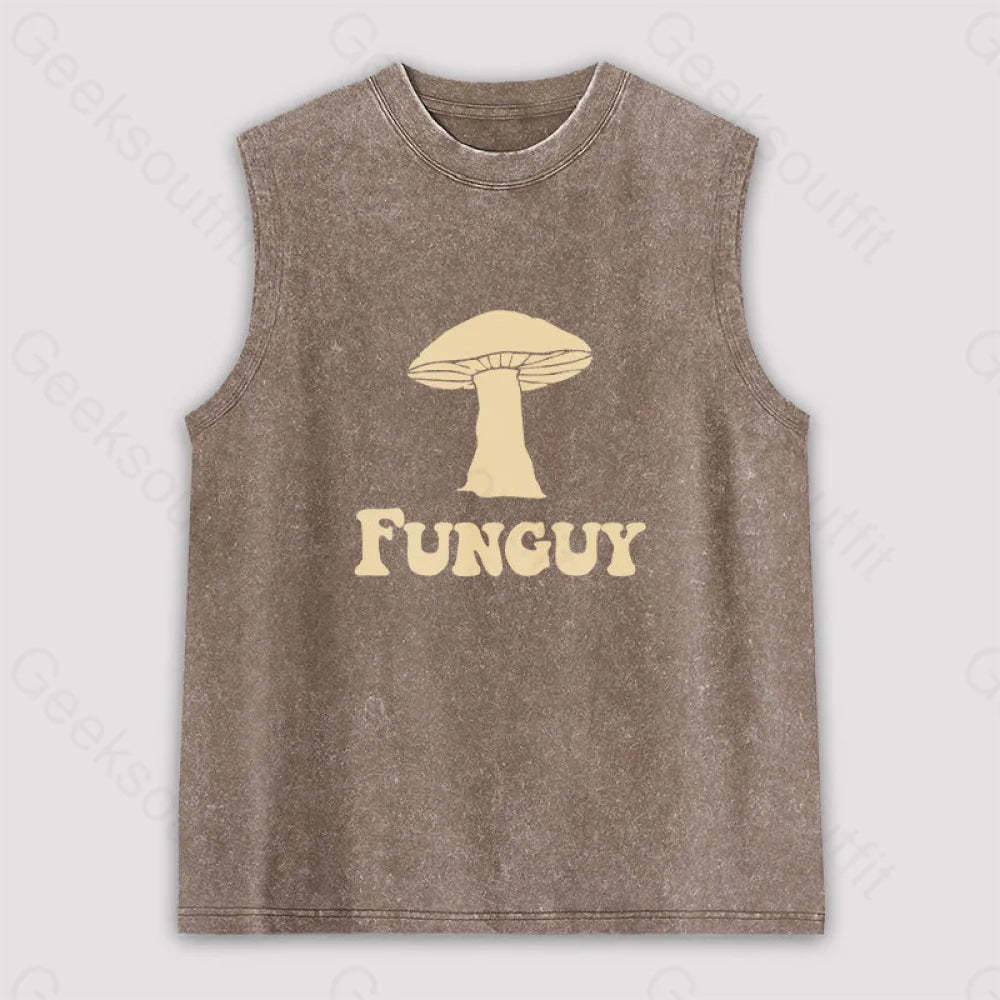 Fungi Fun Guy Unisex Washed Tank Brown / S