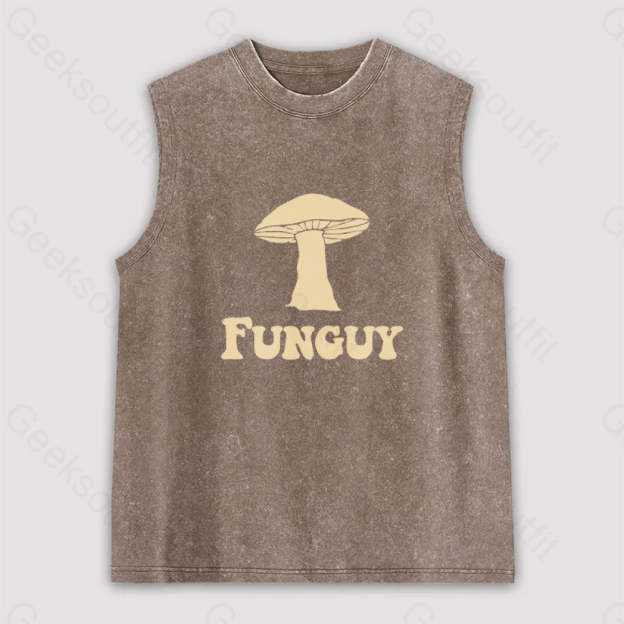 Fungi Fun Guy Unisex Washed Tank Brown / S