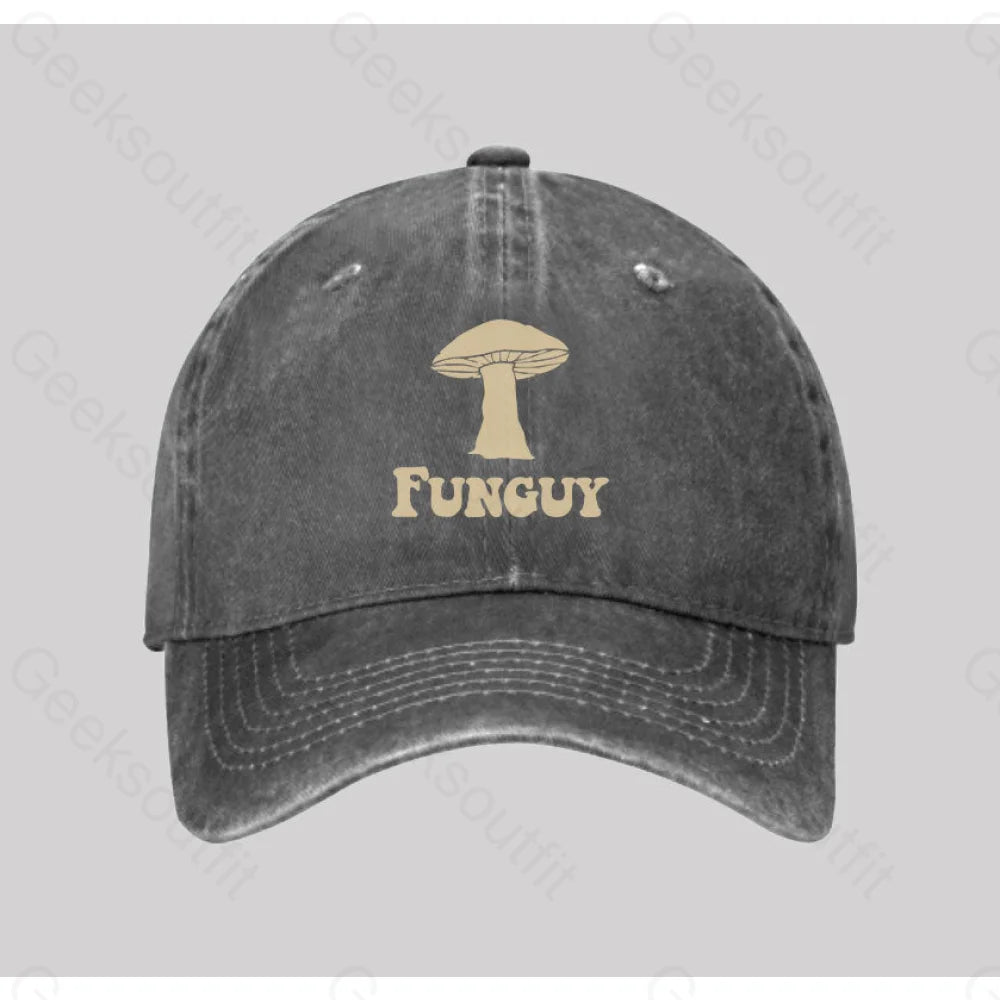 Fungi Fun Guy Washed Vintage Baseball Cap Grey