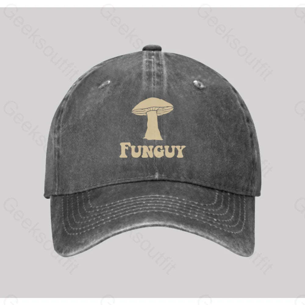Fungi Fun Guy Washed Vintage Baseball Cap Grey