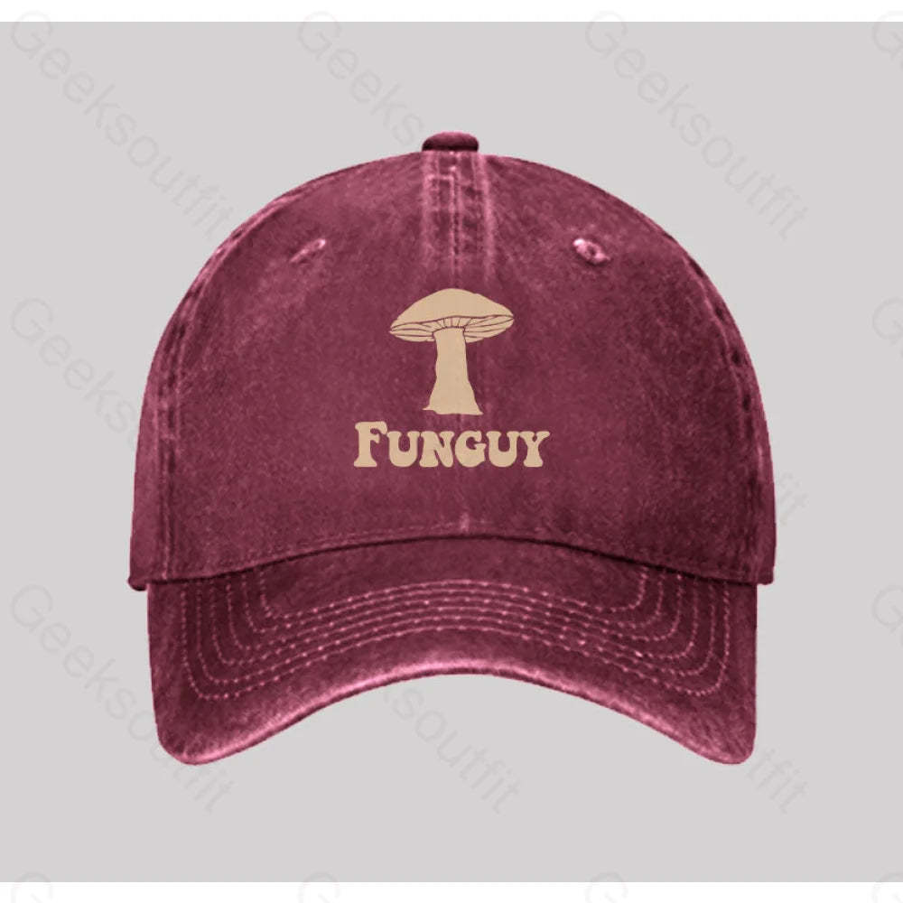 Fungi Fun Guy Washed Vintage Baseball Cap Red