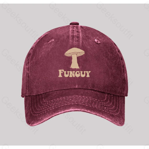 Fungi Fun Guy Washed Vintage Baseball Cap Red