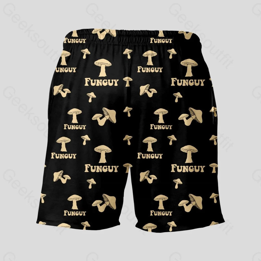 Fungi Funguy Black Geeky Drawstring Shorts - Geeksoutfit