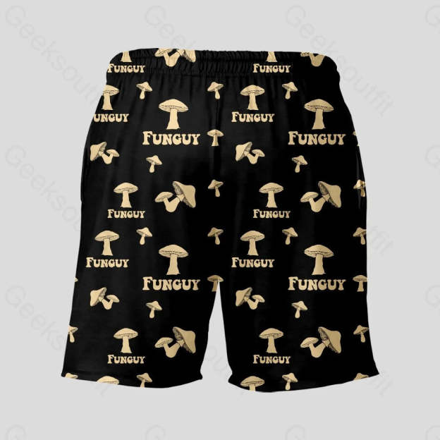 Fungi Funguy Black Geeky Drawstring Shorts - Geeksoutfit