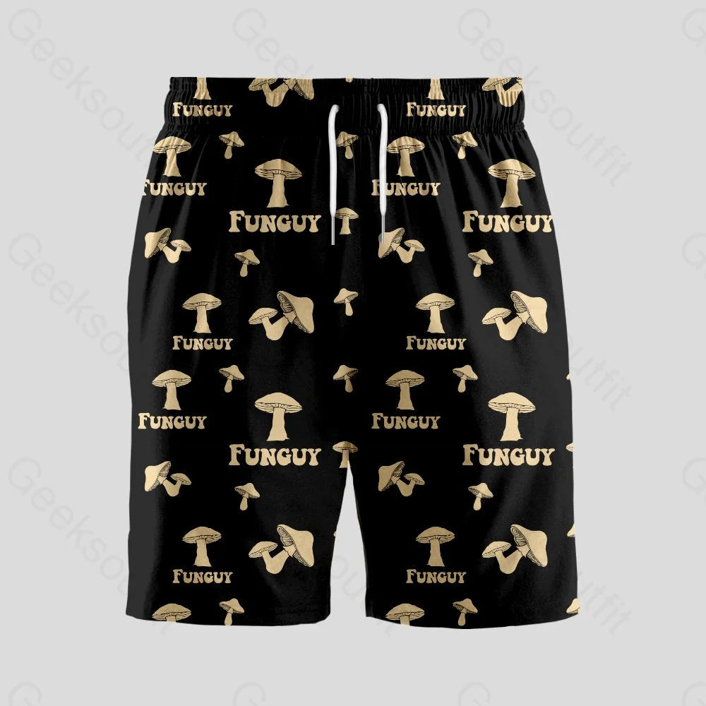Fungi Funguy Black Geeky Drawstring Shorts - Geeksoutfit