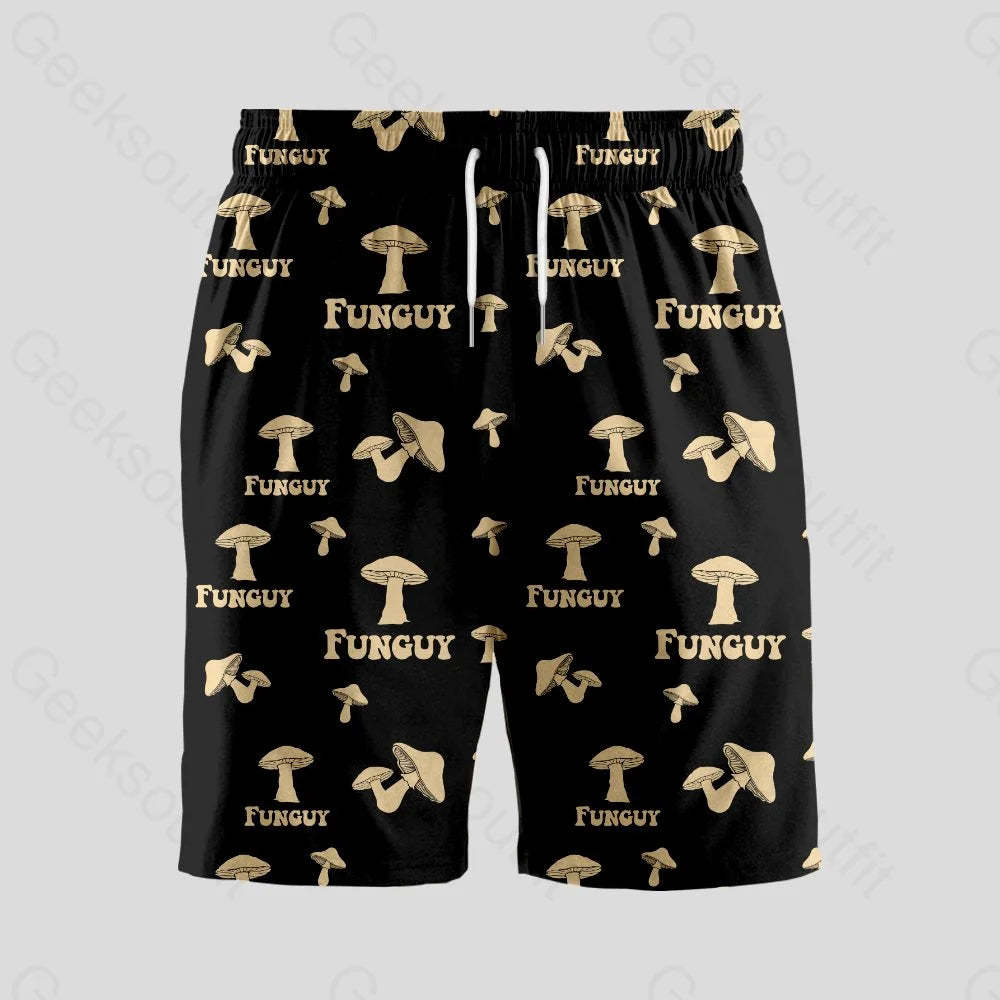 Fungi Funguy Black Geeky Drawstring Shorts - Geeksoutfit