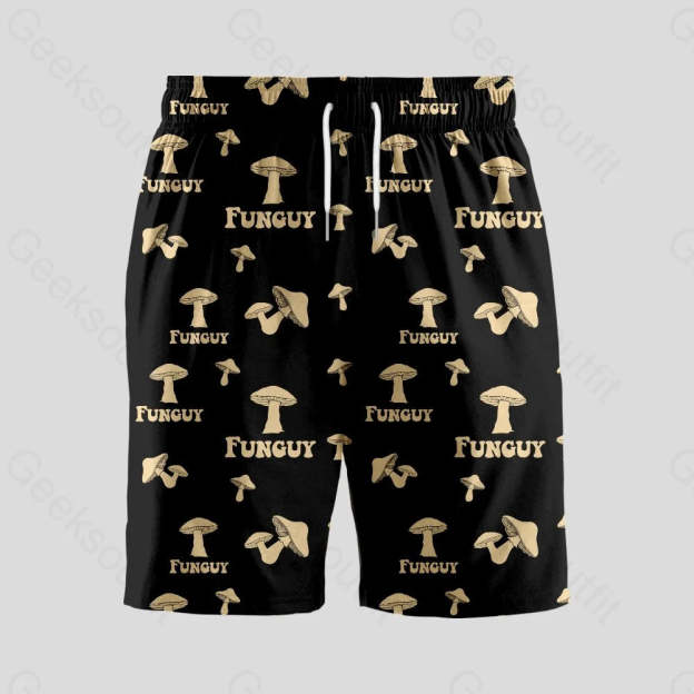 Fungi Funguy Black Geeky Drawstring Shorts - Geeksoutfit