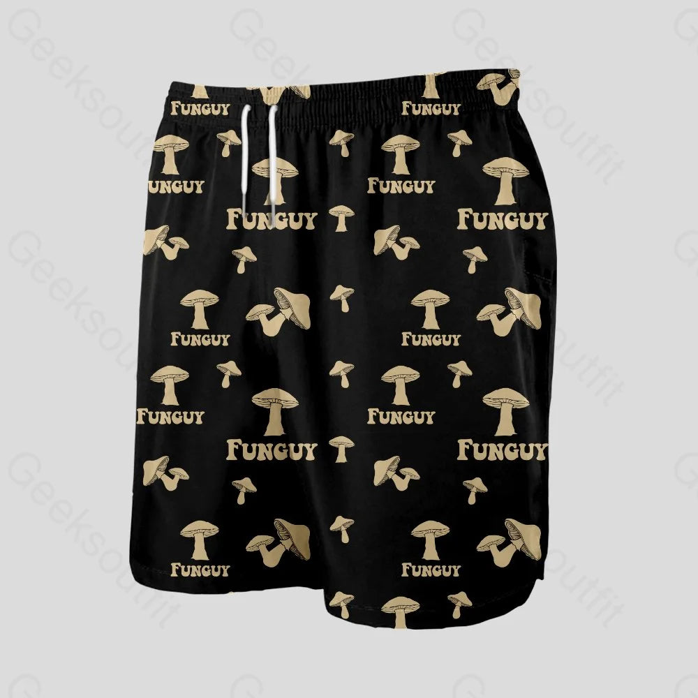 Fungi Funguy Black Geeky Drawstring Shorts - Geeksoutfit