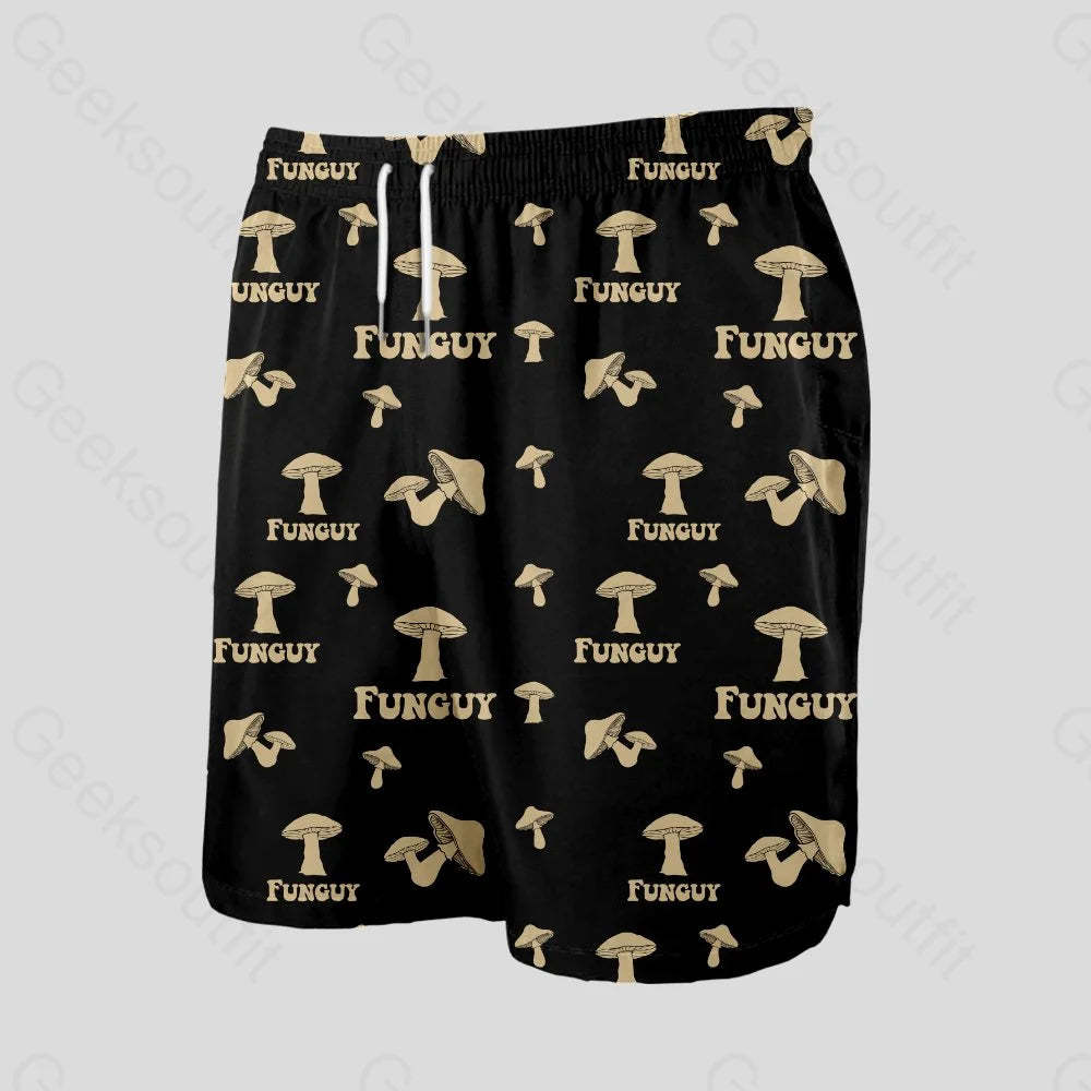 Fungi Funguy Black Geeky Drawstring Shorts - Geeksoutfit