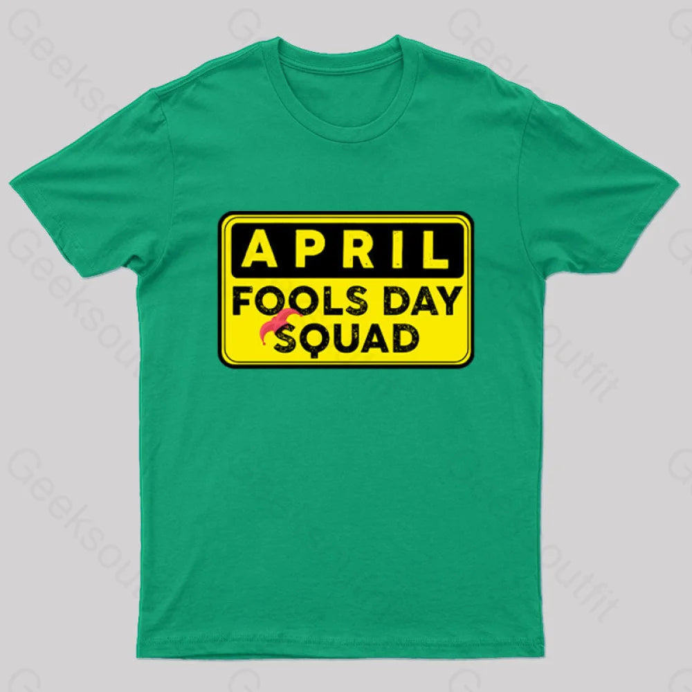 Funny April Fool’s Day Squad Nerd T-Shirt Green / S