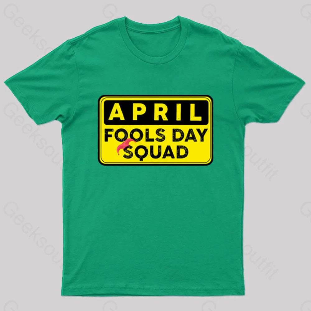 Funny April Fool’s Day Squad Nerd T-Shirt Green / S