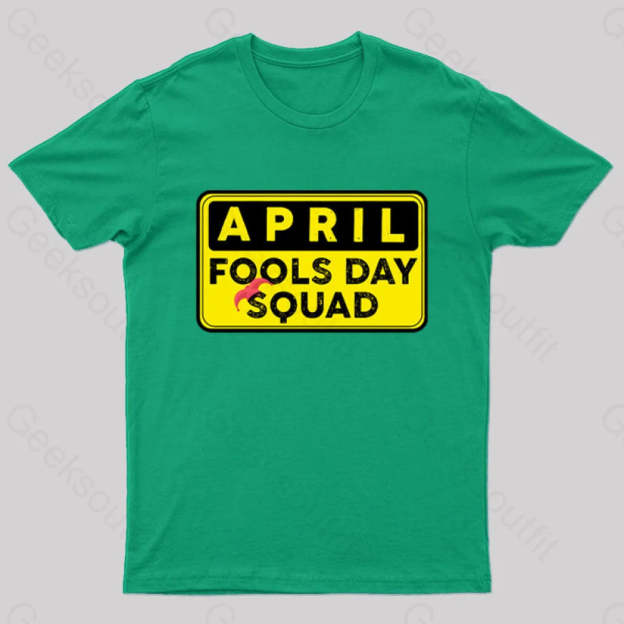 Funny April Fool’s Day Squad Nerd T-Shirt Green / S