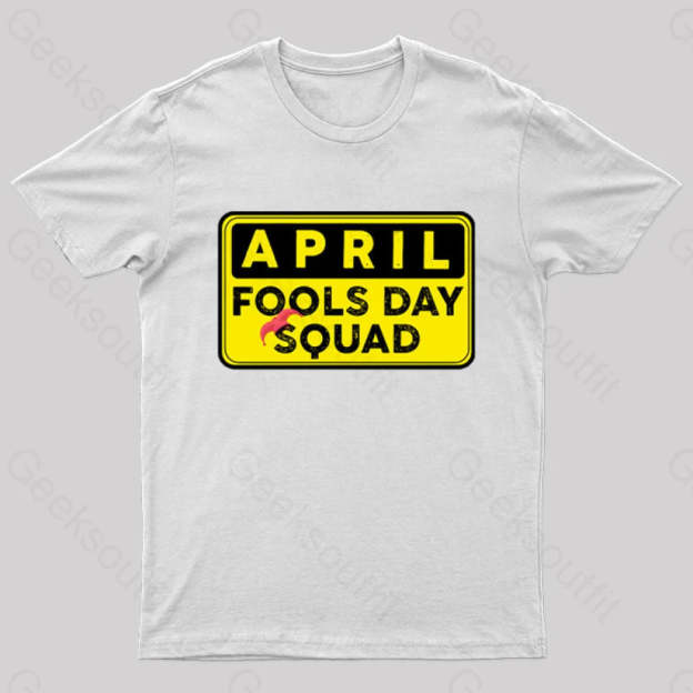 Funny April Fool’s Day Squad Nerd T-Shirt White / S