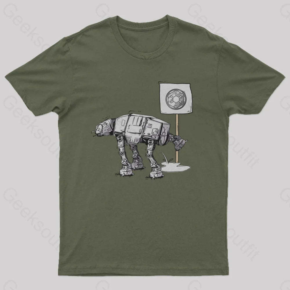 Funny At-At T-Shirt Army Green / S Yc