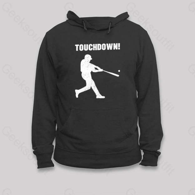 Funny Baseball Touchdown Hoodie Black / S