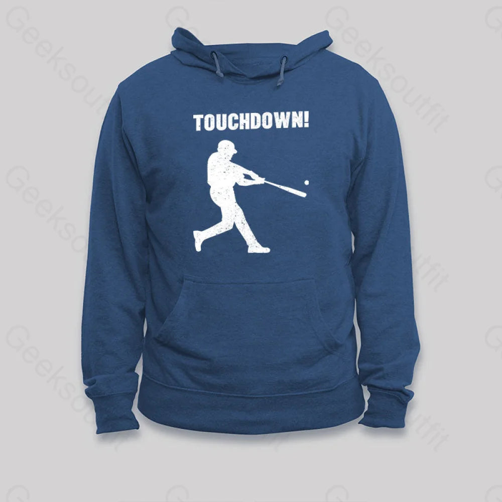 Funny Baseball Touchdown Hoodie Dark Blue / S