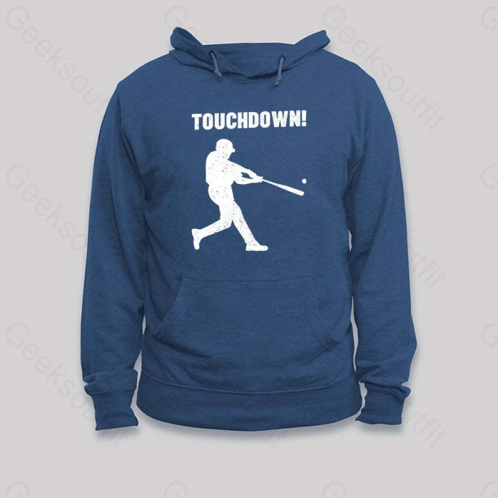 Funny Baseball Touchdown Hoodie Dark Blue / S