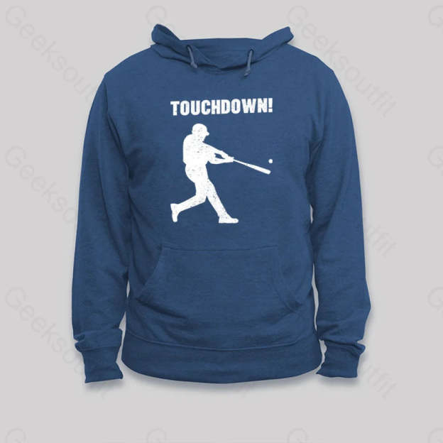 Funny Baseball Touchdown Hoodie Dark Blue / S