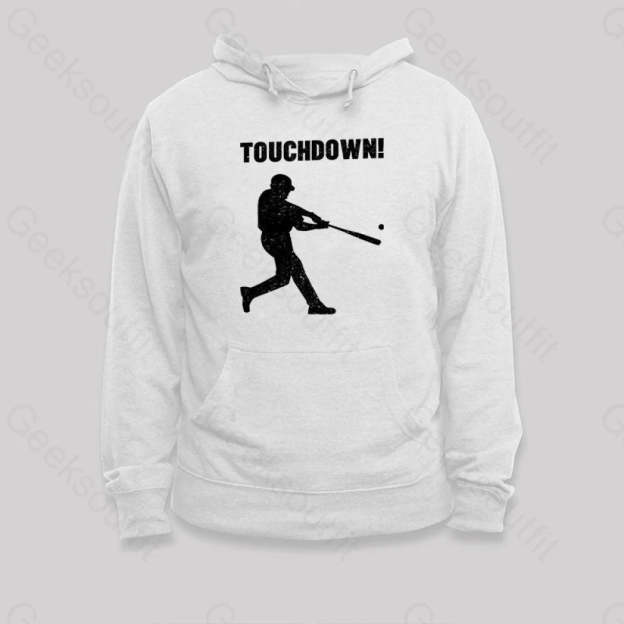 Funny Baseball Touchdown Hoodie White / S
