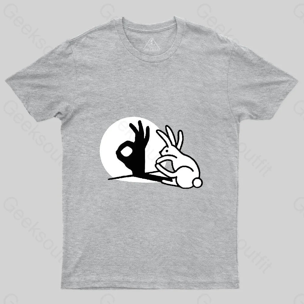 Funny Bunny OK Hand Shadow T-Shirt - Geeksoutfit