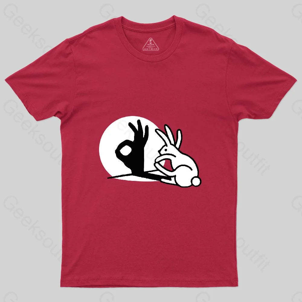 Funny Bunny OK Hand Shadow T-Shirt - Geeksoutfit