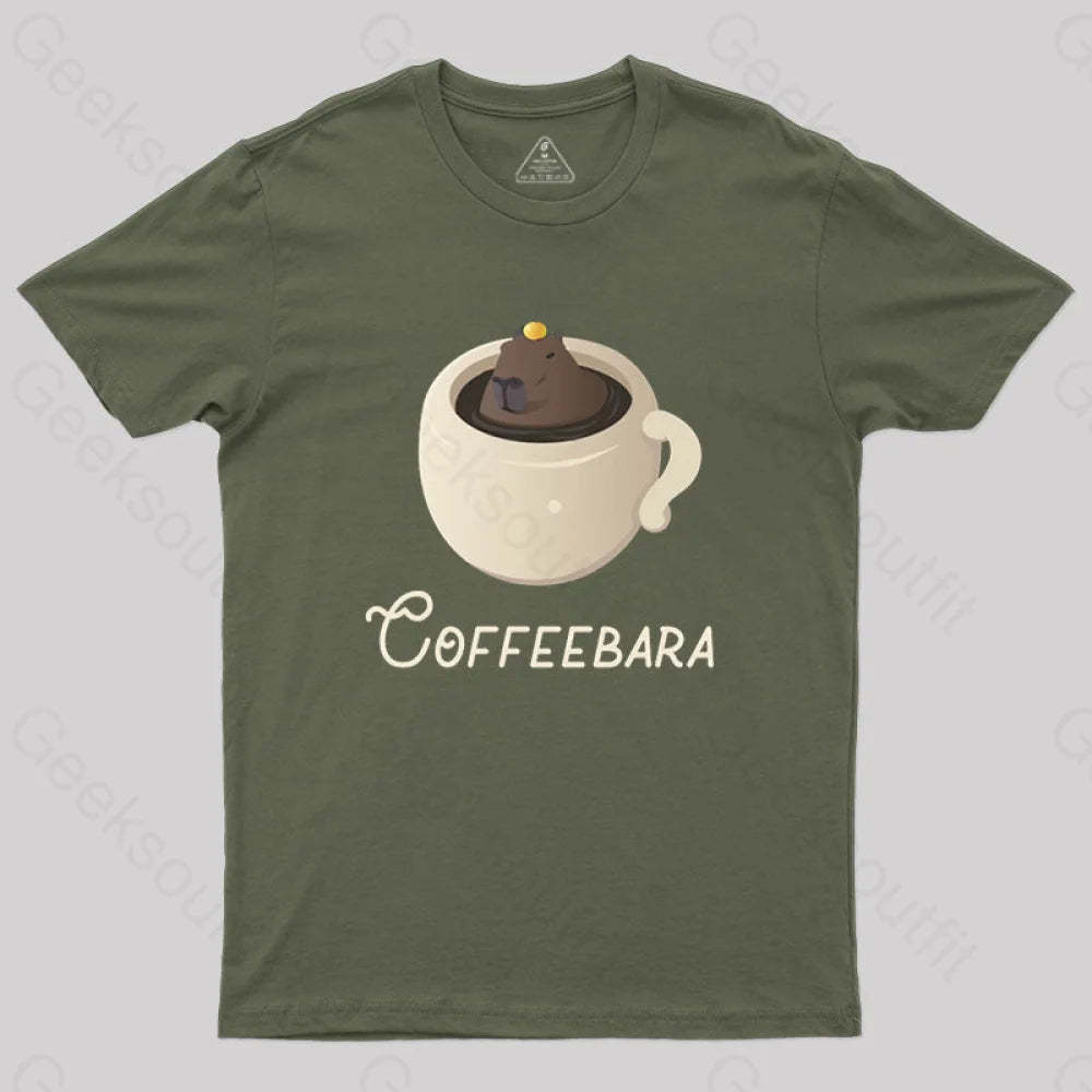 Funny Capybara Coffee Puns T-Shirt Army Green / S