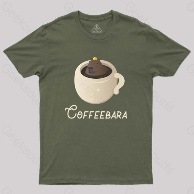 Funny Capybara Coffee Puns T-Shirt Army Green / S