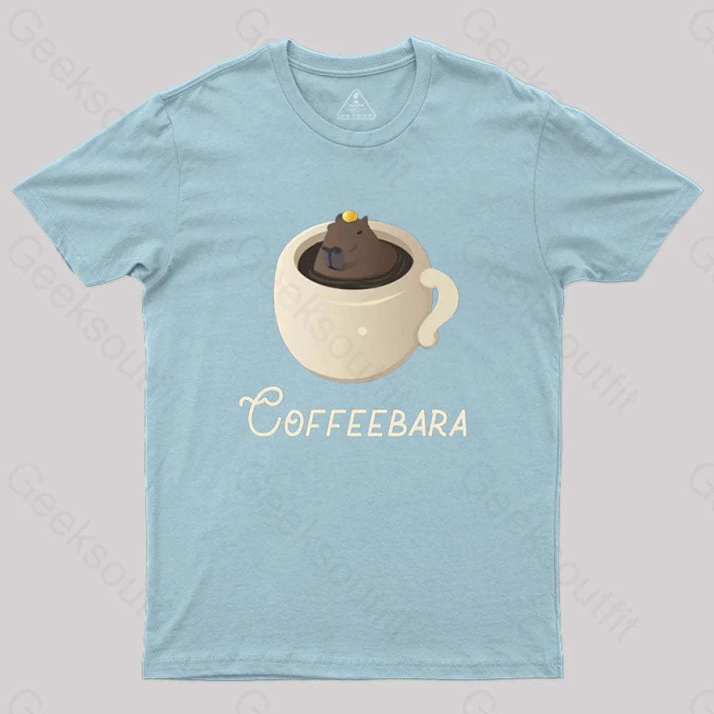 Funny Capybara Coffee Puns T-Shirt Light Blue / S