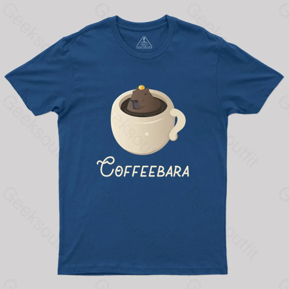 Funny Capybara Coffee Puns T-Shirt Navy / S