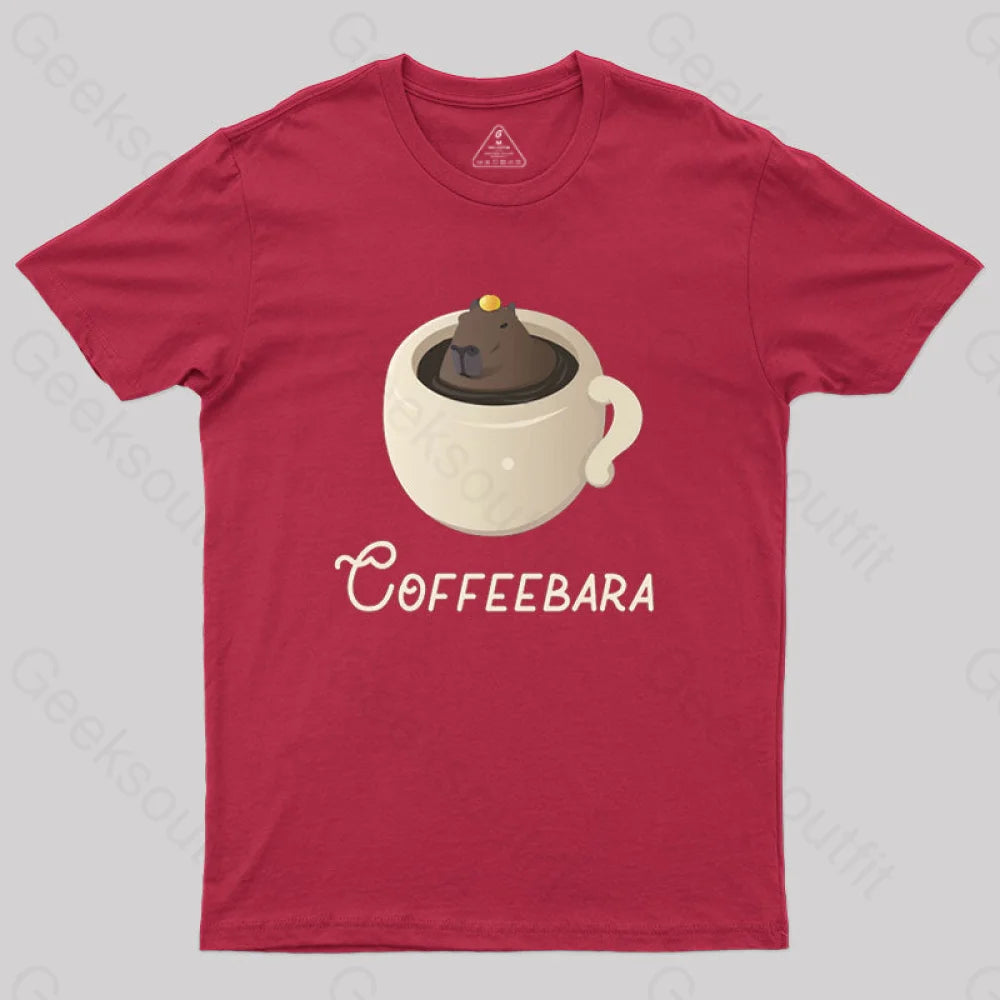 Funny Capybara Coffee Puns T-Shirt Red / S