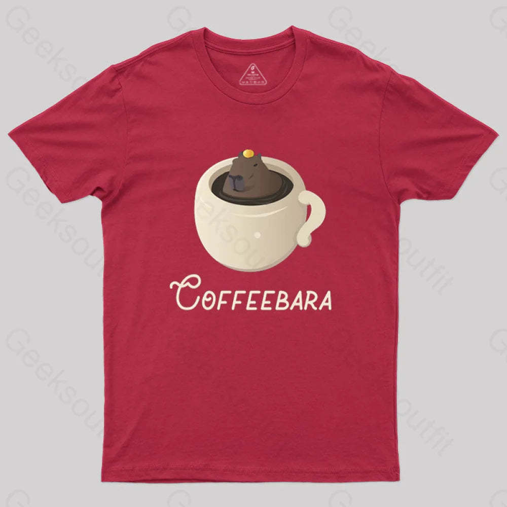 Funny Capybara Coffee Puns T-Shirt Red / S