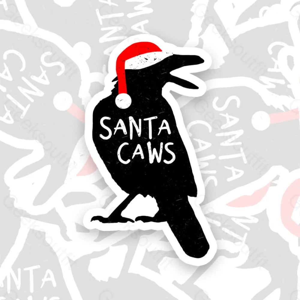 Funny Christmas Crow-Santa Caws Geek Sticker 6Cm