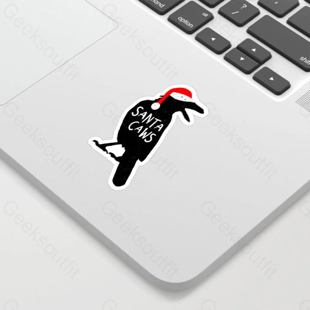 Funny Christmas Crow-Santa Caws Geek Sticker