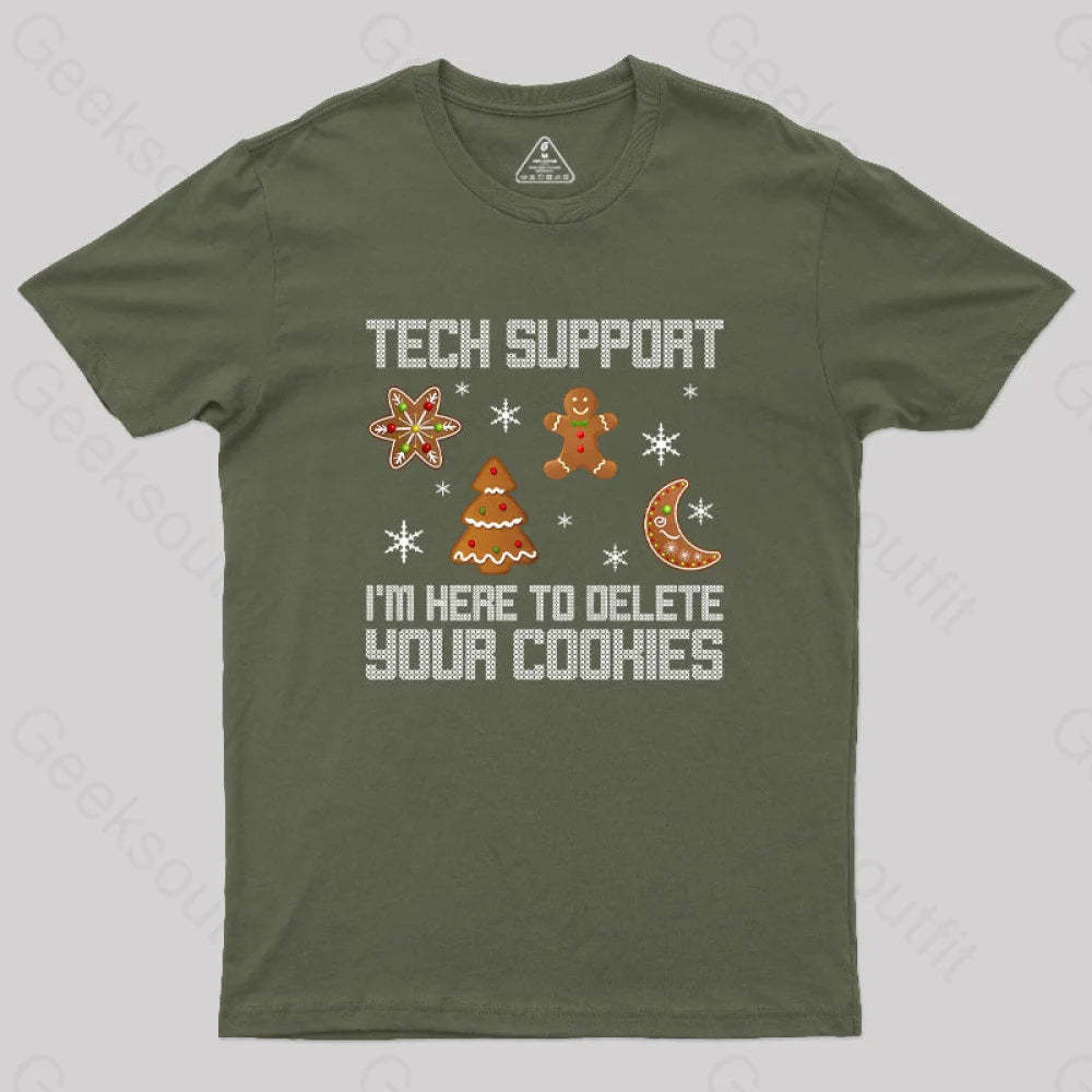 Funny Christmas Tech Support Computer Programmer Geek T-Shirt Army Green / S
