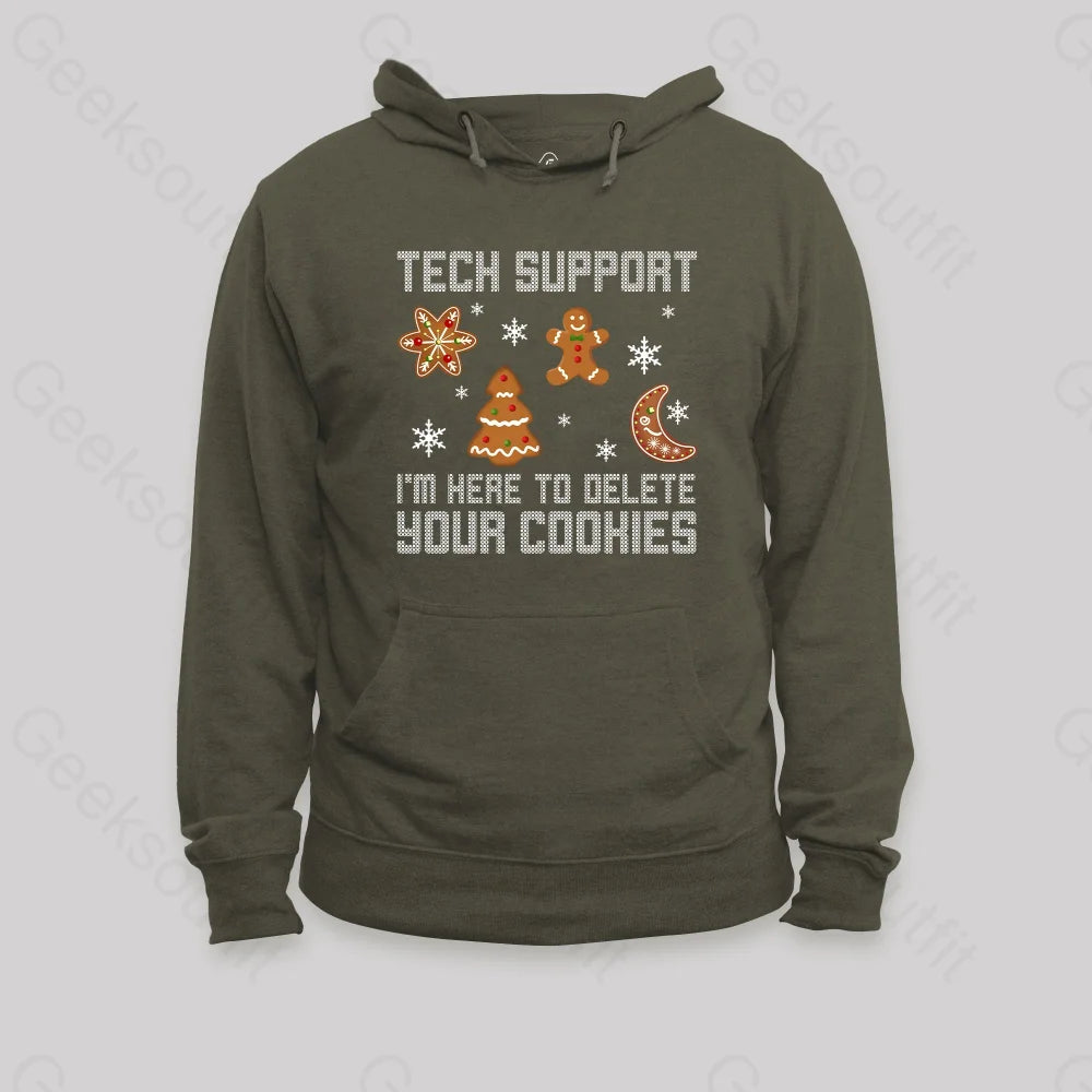Funny Christmas Tech Support Computer Programmer Hoodie Army Green / S