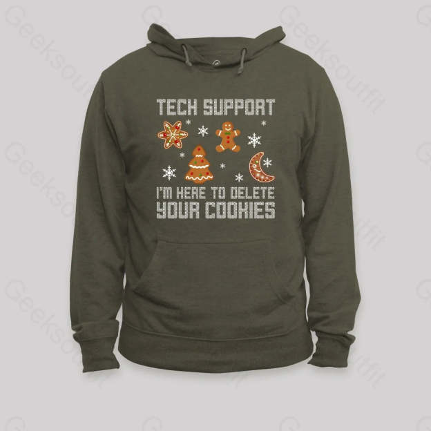 Funny Christmas Tech Support Computer Programmer Hoodie Army Green / S