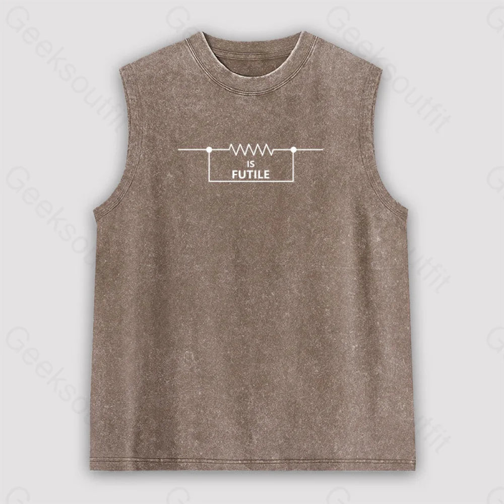 Funny Engineer Resistor Unisex Washed Tank Brown / S