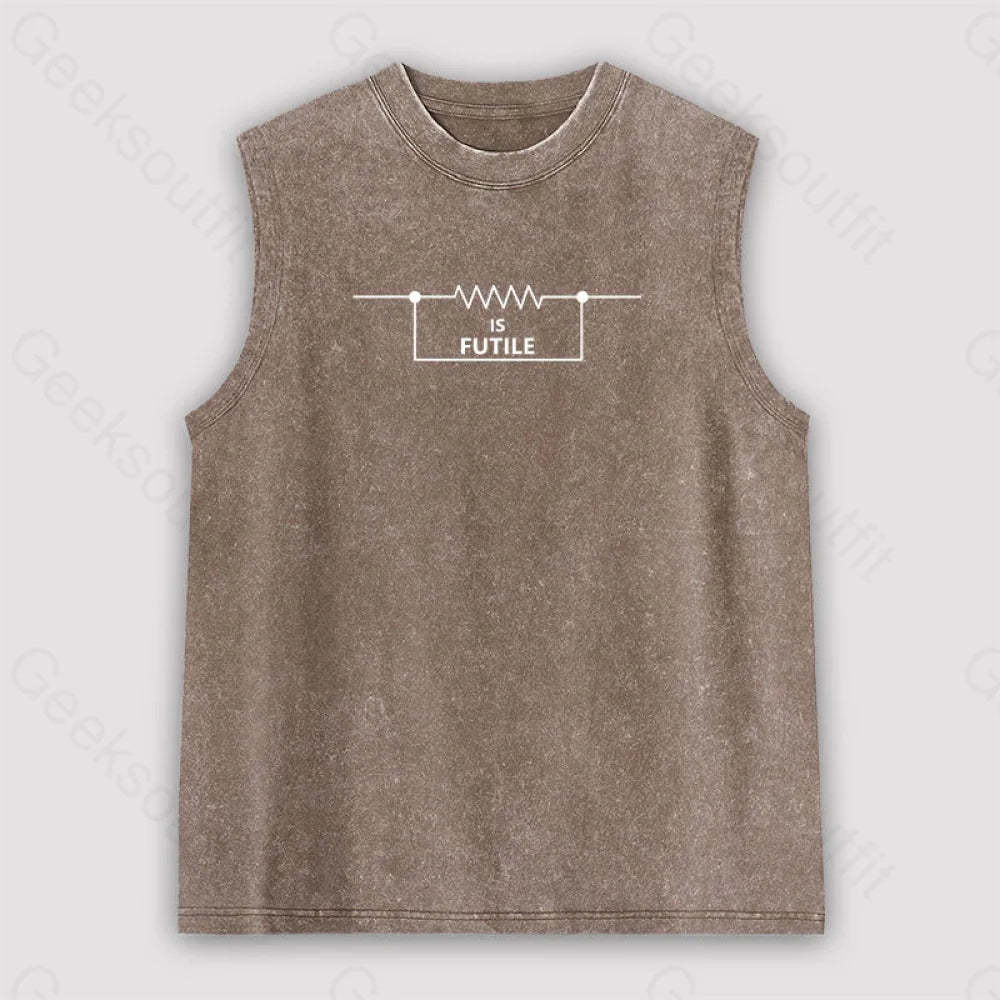 Funny Engineer Resistor Unisex Washed Tank Brown / S