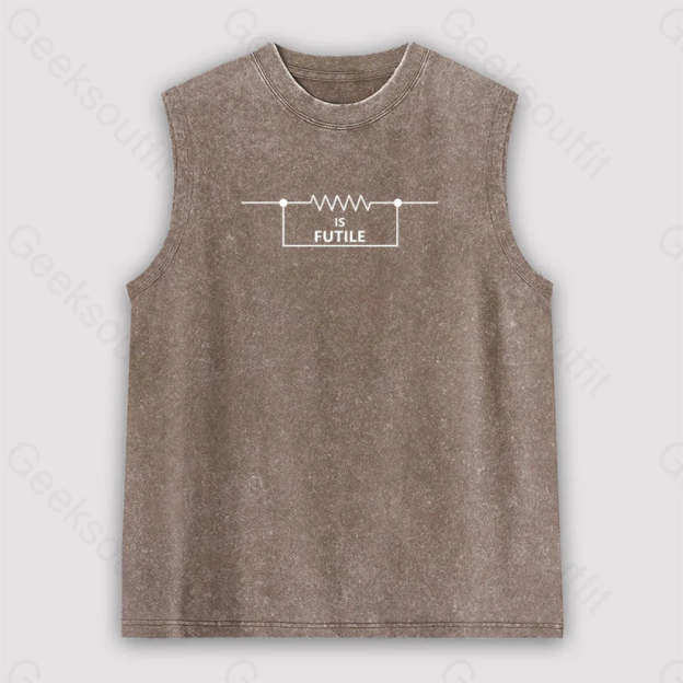 Funny Engineer Resistor Unisex Washed Tank Brown / S