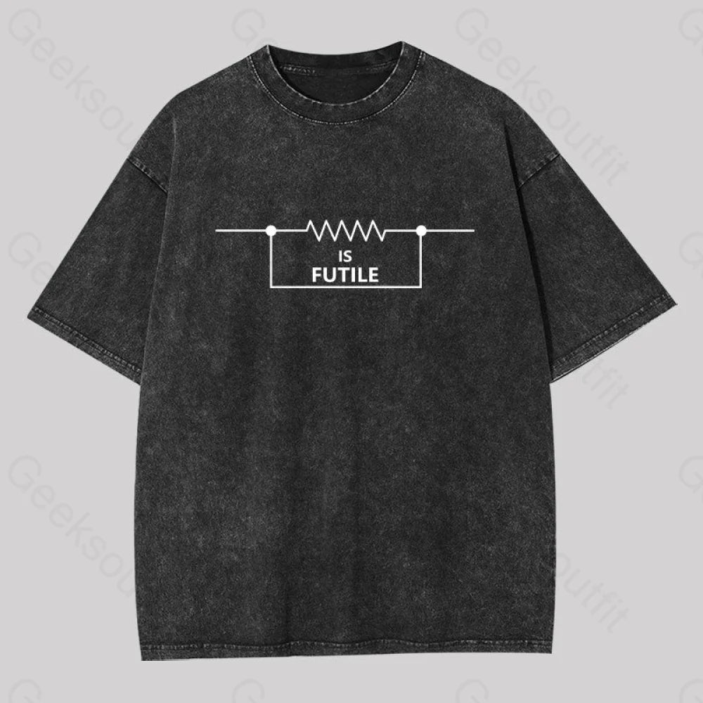 Funny Engineer Resistor Washed T-Shirt Black / S