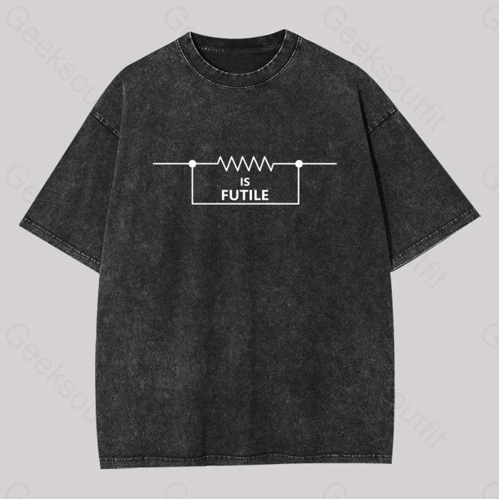 Funny Engineer Resistor Washed T-Shirt Black / S
