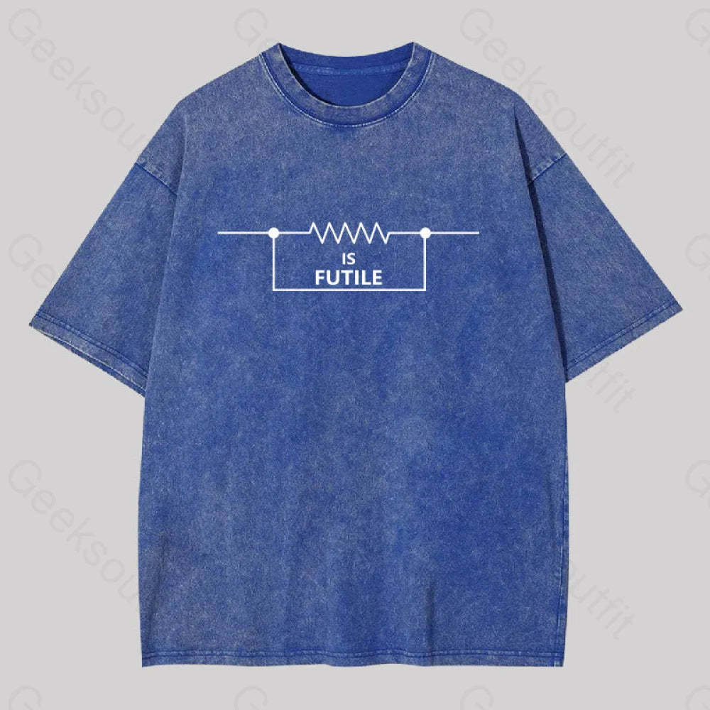 Funny Engineer Resistor Washed T-Shirt Blue / S