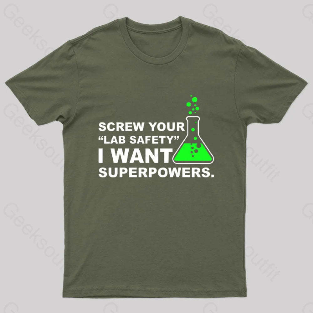 Funny Lab Safety Science Geek T-Shirt Army Green / S