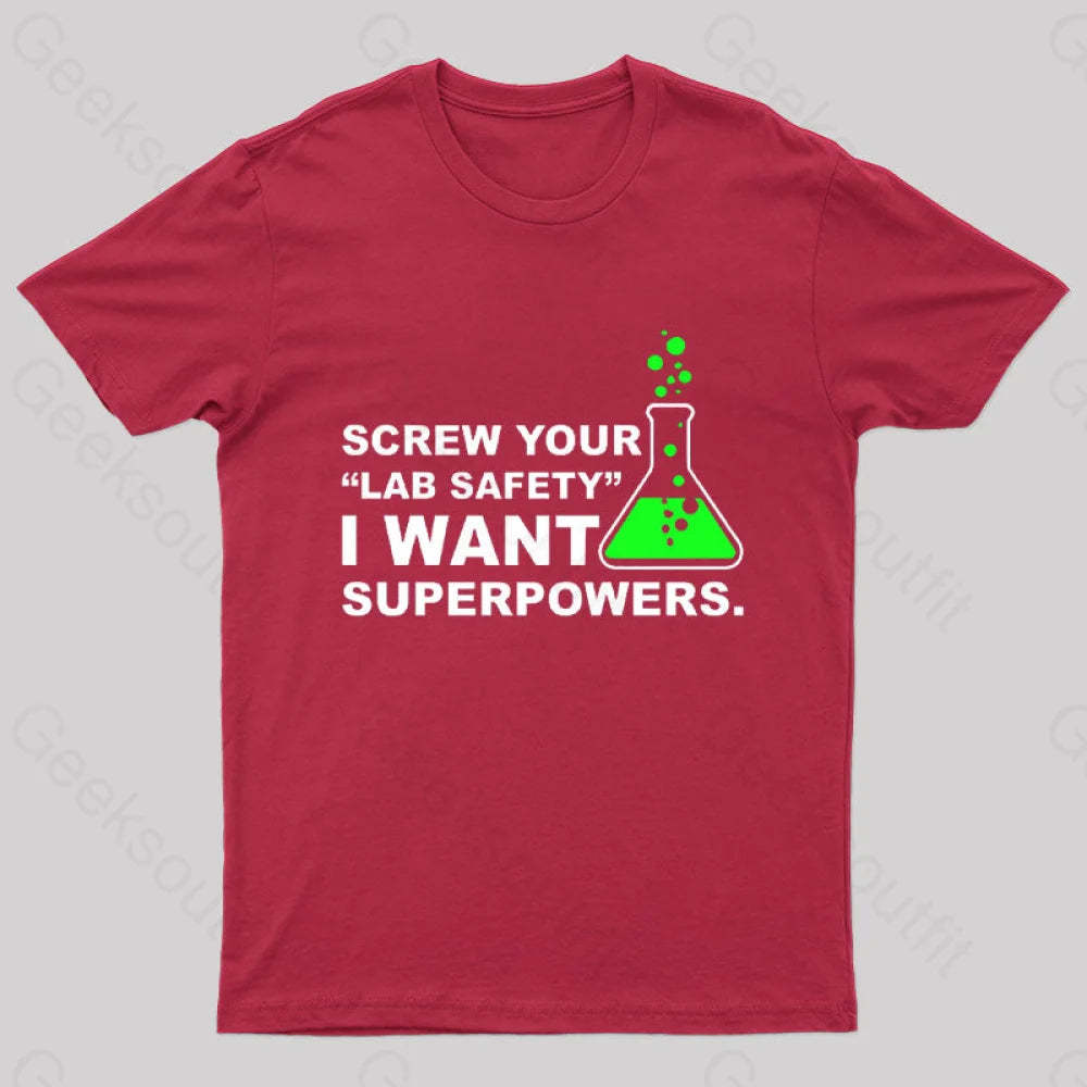 Funny Lab Safety Science Geek T-Shirt Red / S