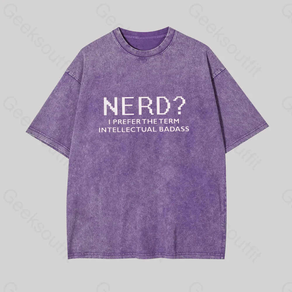 Funny Nerd Shirt Geek Washed T-Shirt Purple / S