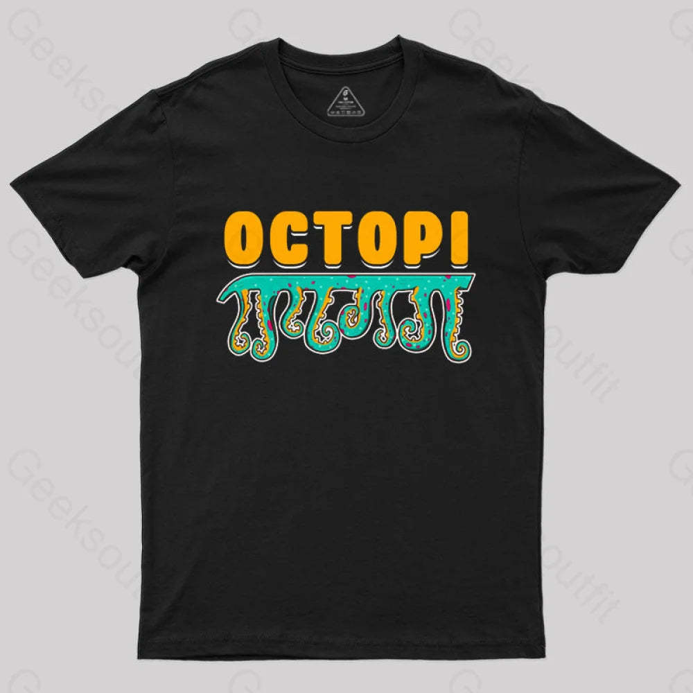 Funny Octopi Math Pi T-Shirt Black / S